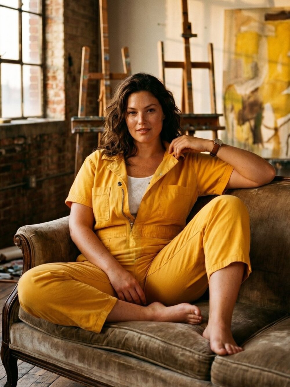Big Bud Press Womens 1XL Jumpsuit Yellow Short Sleeve Rare Archival Streetwear - Picture 1 of 6